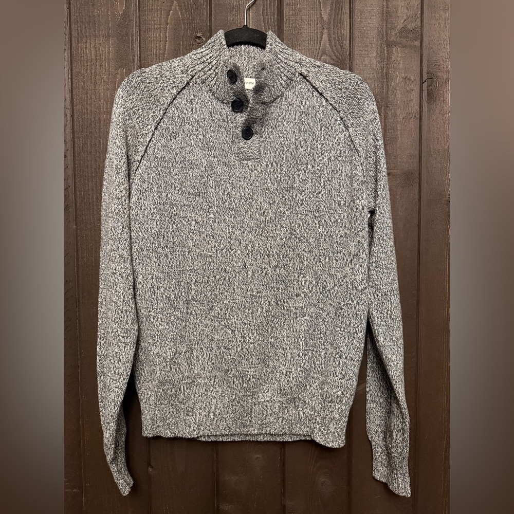 NWT Mutual Weave Men’s 3-Button Neck Sweater Pullover 100% Cotton Sz M Gray NEW!